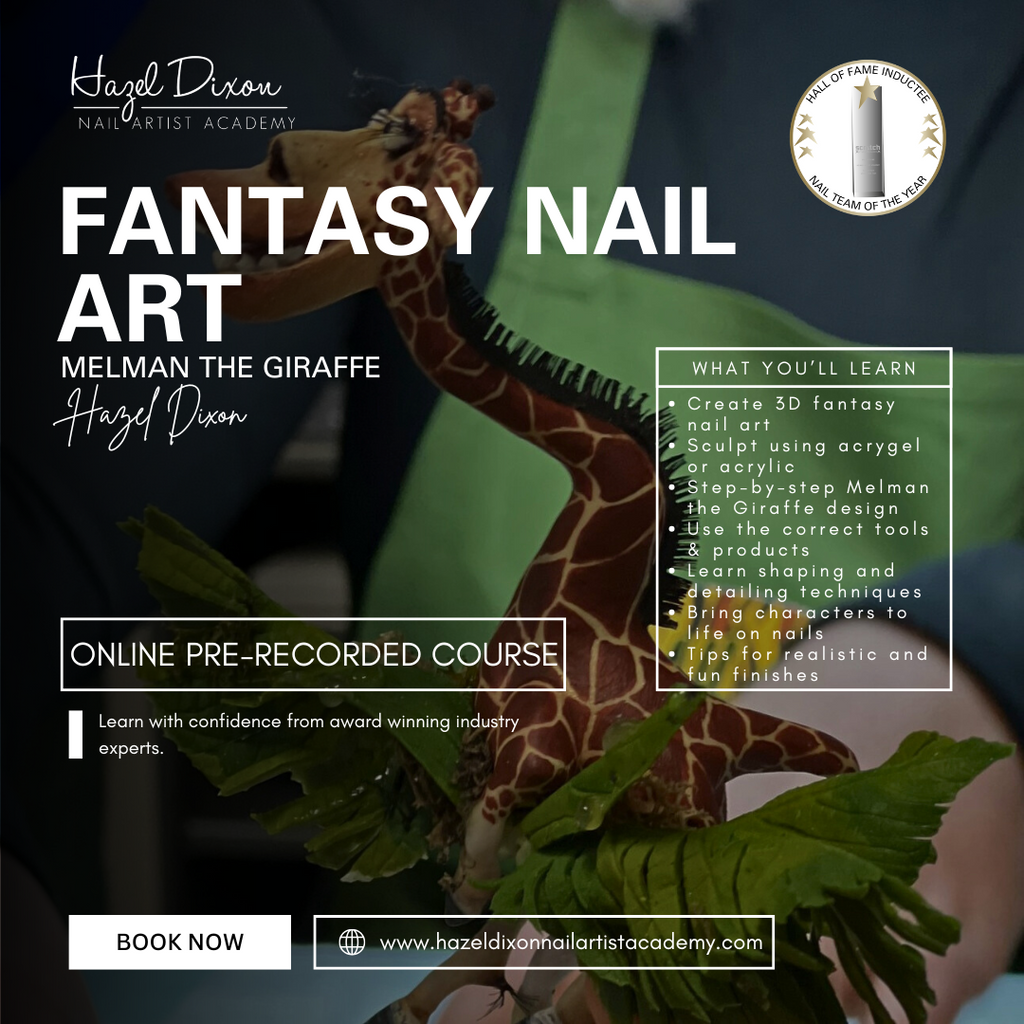 Online Fantasy Nail Art Masterclass - Melman the Giraffe - Hazel Dixon