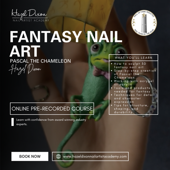 Online Fantasy Nail Art Masterclass - Pascal the Chameleon - Hazel Dixon